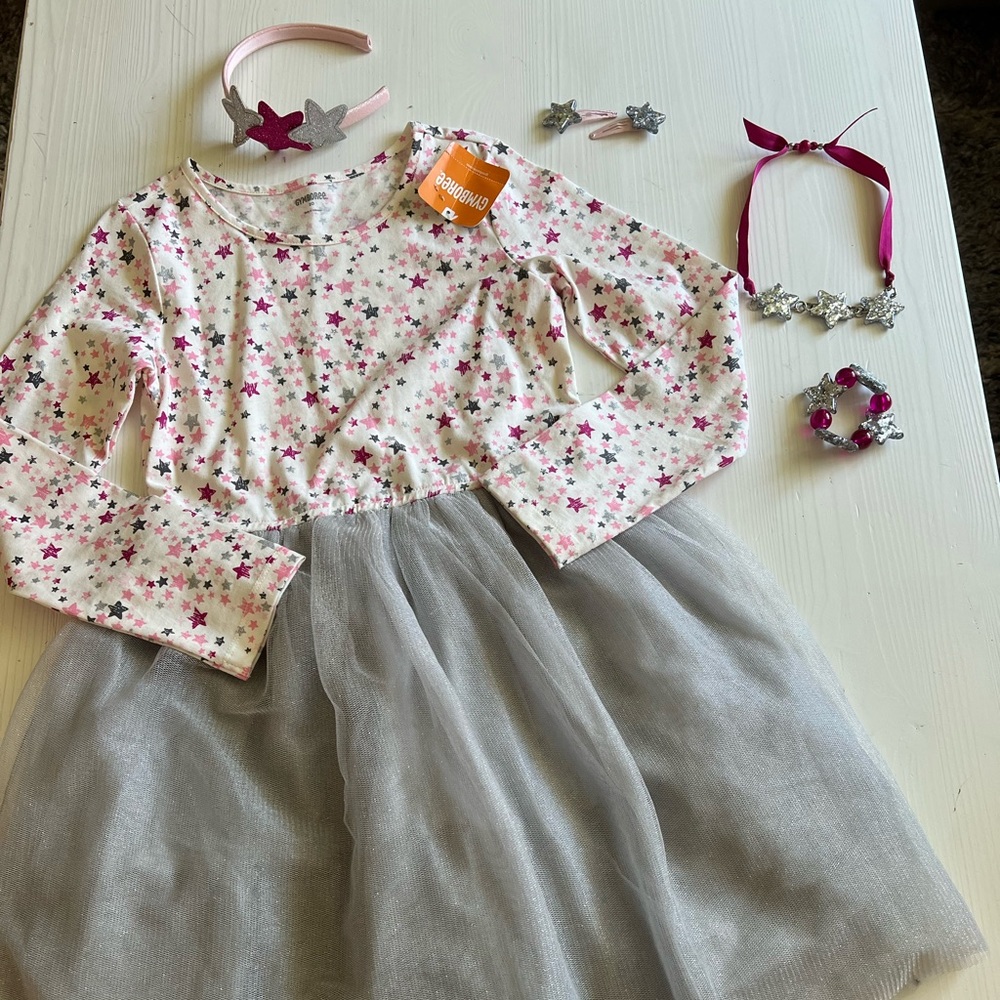 New Gymboree dress with used accessories